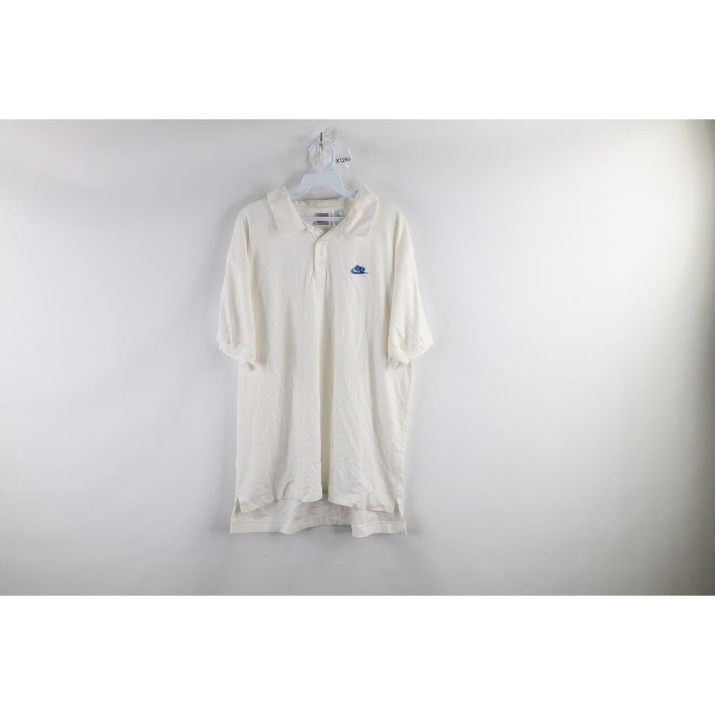 Vintage 90s Nike Large Distressed Travis Scott Mini Swoosh Spell Out Polo Shirt